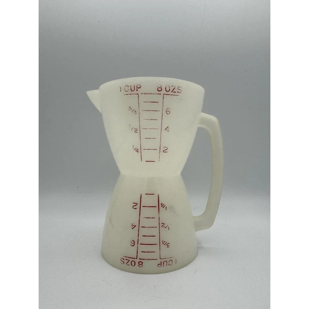 Vintage Tupperware Measuring Cup 860 Two-Sided  Wet‎ Dry 8 Oz 1 Cup Handle